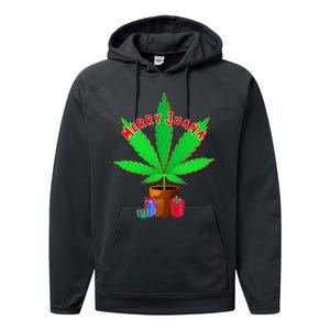 Merry Juana Marijuana Weed Mj Cannabis Christmas Tree Performance Fleece Hoodie