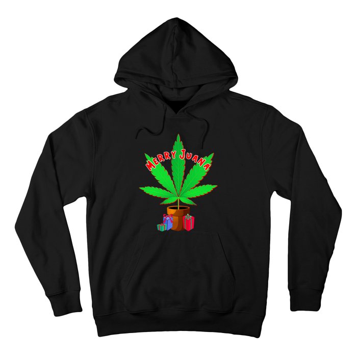 Merry Juana Marijuana Weed Mj Cannabis Christmas Tree Hoodie