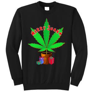 Merry Juana Marijuana Weed Mj Cannabis Christmas Tree Sweatshirt