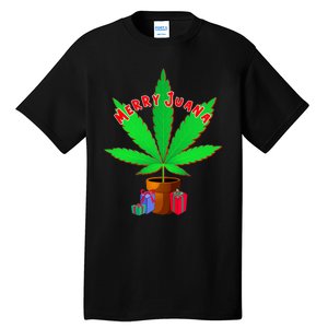 Merry Juana Marijuana Weed Mj Cannabis Christmas Tree Tall T-Shirt