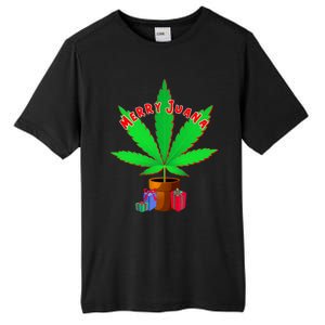 Merry Juana Marijuana Weed Mj Cannabis Christmas Tree Tall Fusion ChromaSoft Performance T-Shirt