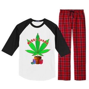 Merry Juana Marijuana Weed Mj Cannabis Christmas Tree Raglan Sleeve Pajama Set