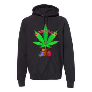 Merry Juana Marijuana Weed Mj Cannabis Christmas Tree Premium Hoodie