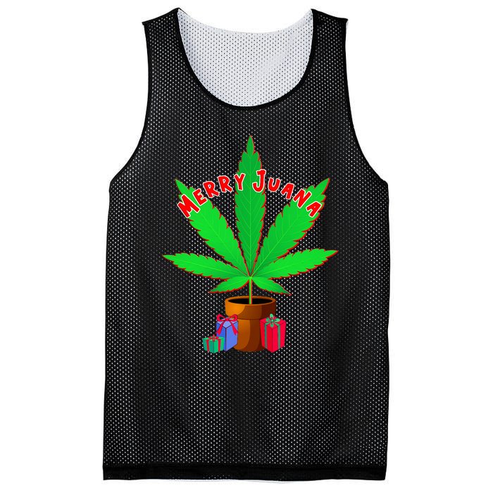 Merry Juana Marijuana Weed Mj Cannabis Christmas Tree Mesh Reversible Basketball Jersey Tank