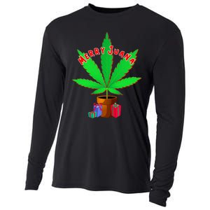 Merry Juana Marijuana Weed Mj Cannabis Christmas Tree Cooling Performance Long Sleeve Crew