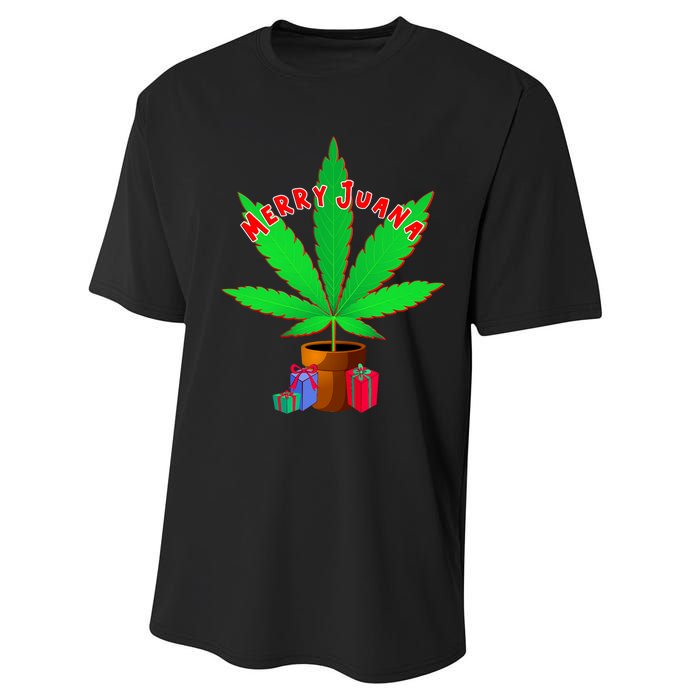 Merry Juana Marijuana Weed Mj Cannabis Christmas Tree Performance Sprint T-Shirt