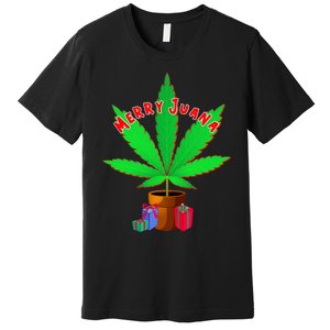 Merry Juana Marijuana Weed Mj Cannabis Christmas Tree Premium T-Shirt