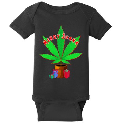 Merry Juana Marijuana Weed Mj Cannabis Christmas Tree Baby Bodysuit