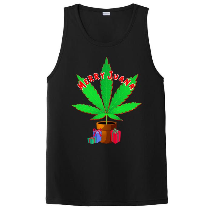 Merry Juana Marijuana Weed Mj Cannabis Christmas Tree PosiCharge Competitor Tank