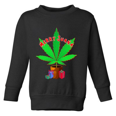 Merry Juana Marijuana Weed Mj Cannabis Christmas Tree Toddler Sweatshirt