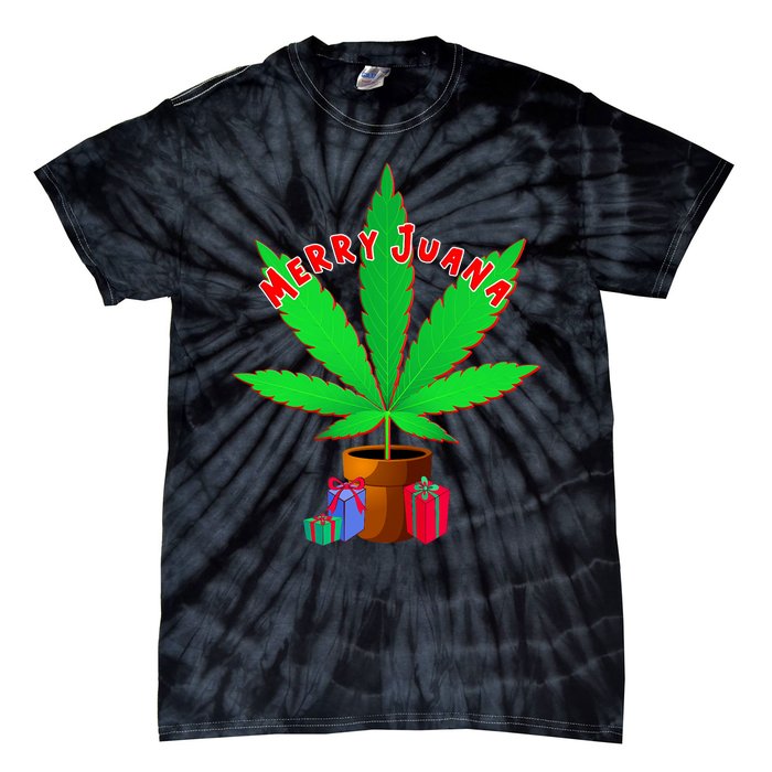 Merry Juana Marijuana Weed Mj Cannabis Christmas Tree Tie-Dye T-Shirt