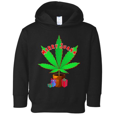 Merry Juana Marijuana Weed Mj Cannabis Christmas Tree Toddler Hoodie