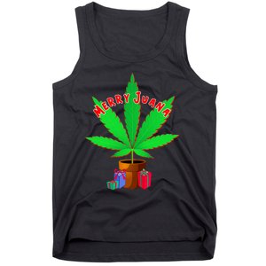 Merry Juana Marijuana Weed Mj Cannabis Christmas Tree Tank Top