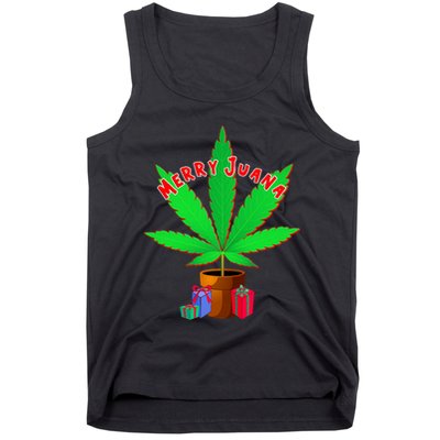 Merry Juana Marijuana Weed Mj Cannabis Christmas Tree Tank Top