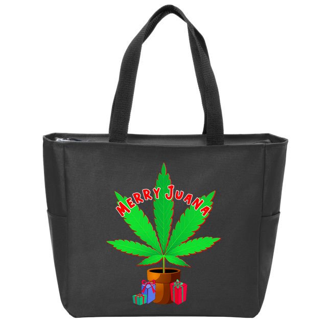 Merry Juana Marijuana Weed Mj Cannabis Christmas Tree Zip Tote Bag