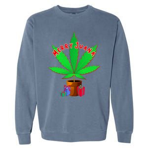 Merry Juana Marijuana Weed Mj Cannabis Christmas Tree Garment-Dyed Sweatshirt