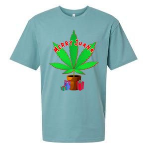 Merry Juana Marijuana Weed Mj Cannabis Christmas Tree Sueded Cloud Jersey T-Shirt