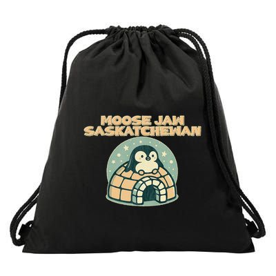 Moose Jaw Saskatchewan Canada Cute Penguin Drawstring Bag