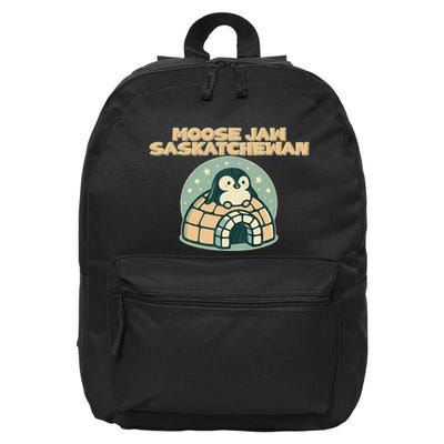 Moose Jaw Saskatchewan Canada Cute Penguin 16 in Basic Backpack