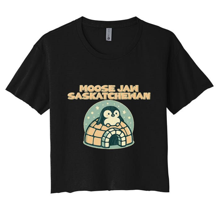 Moose Jaw Saskatchewan Canada Cute Penguin Women's Crop Top Tee