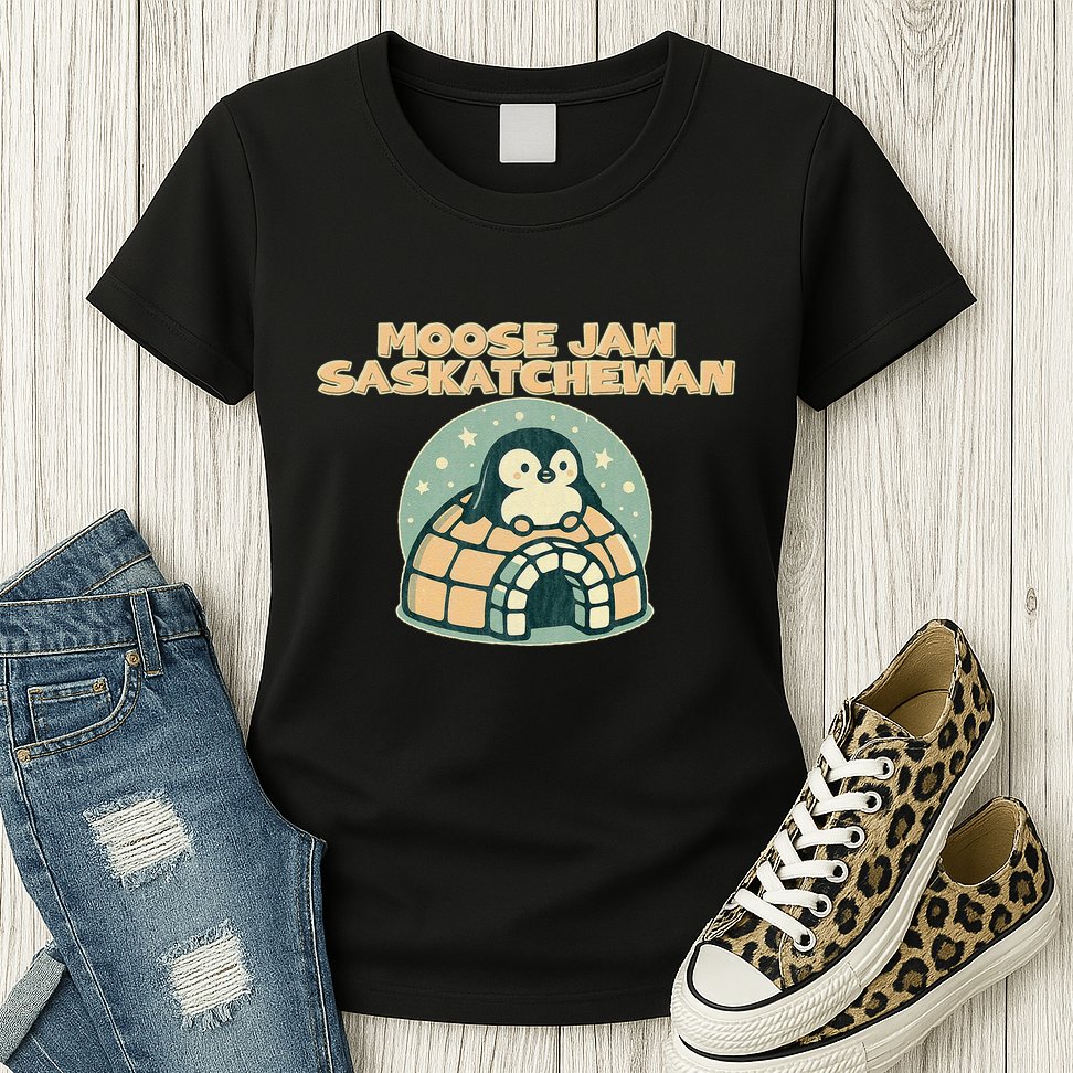 Moose Jaw Saskatchewan Canada Cute Penguin Womens T-Shirt