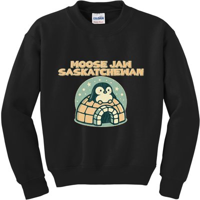 Moose Jaw Saskatchewan Canada Cute Penguin Kids Sweatshirt