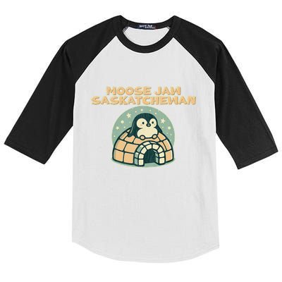 Moose Jaw Saskatchewan Canada Cute Penguin Kids Colorblock Raglan Jersey