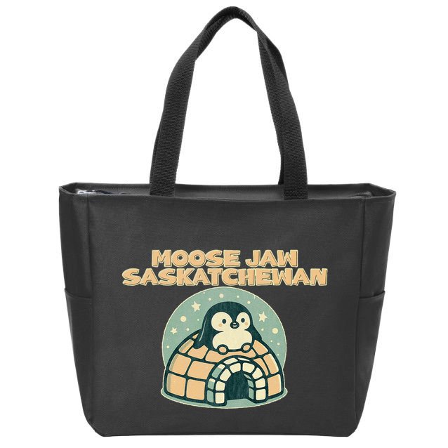 Moose Jaw Saskatchewan Canada Cute Penguin Zip Tote Bag