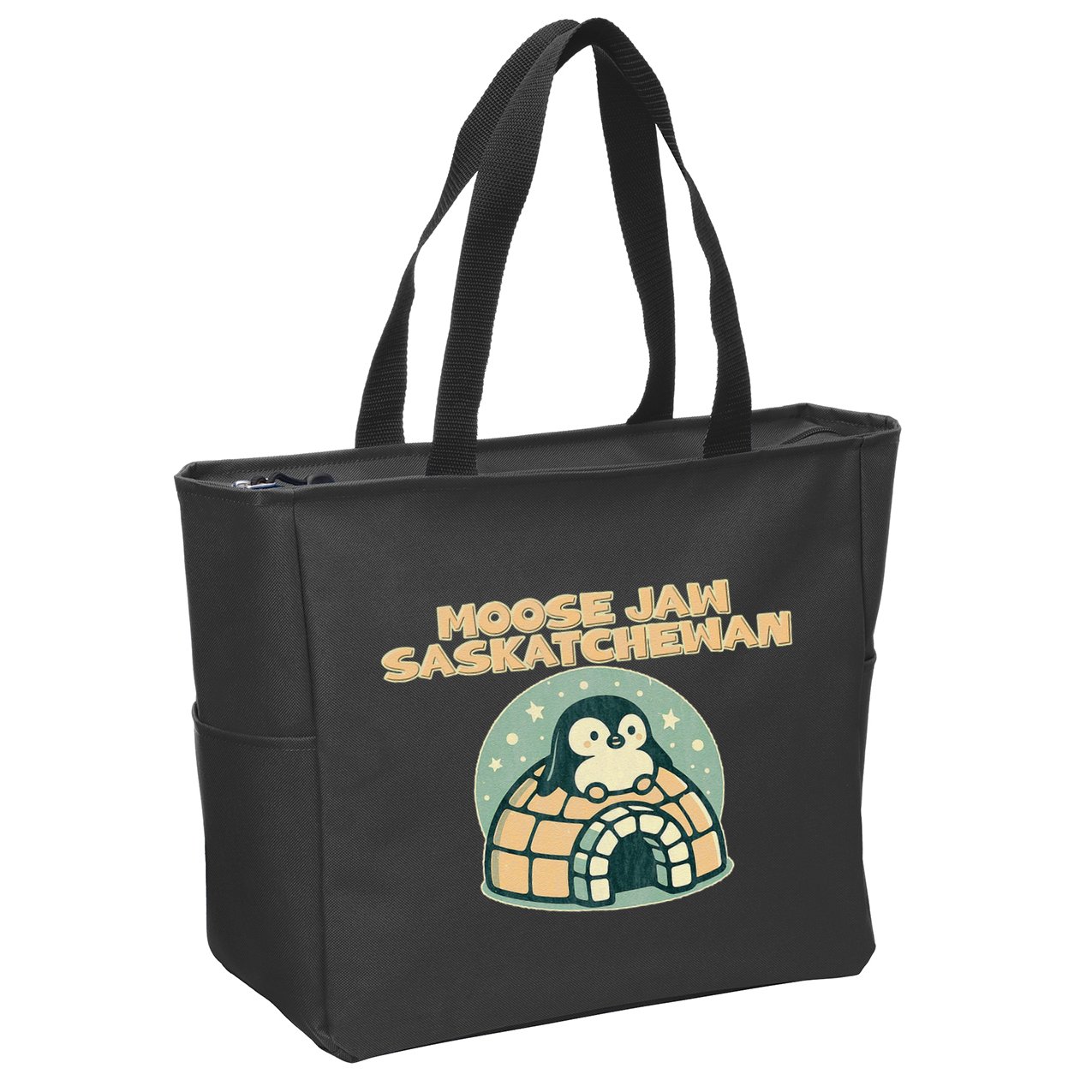 Moose Jaw Saskatchewan Canada Cute Penguin Zip Tote Bag