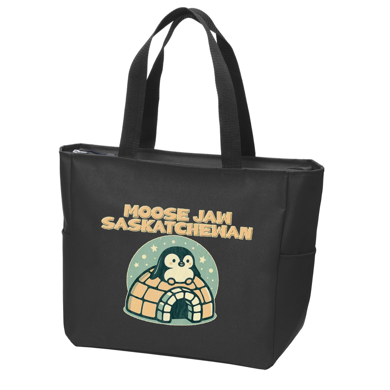 Moose Jaw Saskatchewan Canada Cute Penguin Zip Tote Bag