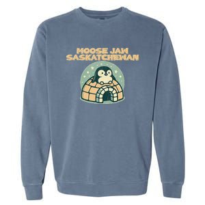 Moose Jaw Saskatchewan Canada Cute Penguin Garment-Dyed Sweatshirt