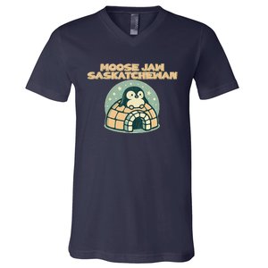 Moose Jaw Saskatchewan Canada Cute Penguin V-Neck T-Shirt