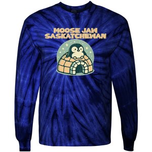 Moose Jaw Saskatchewan Canada Cute Penguin Tie-Dye Long Sleeve Shirt