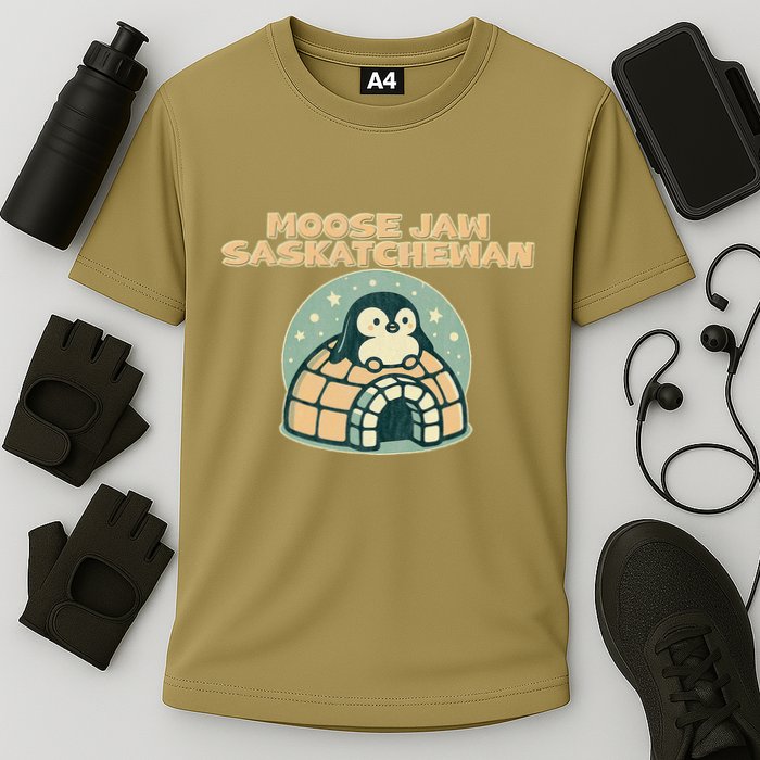 Moose Jaw Saskatchewan Canada Cute Penguin Cooling Performance Crew T-Shirt