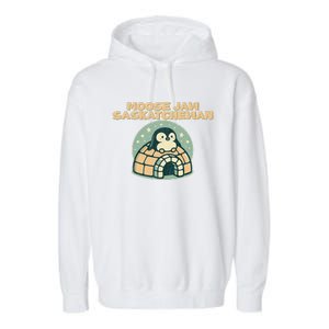 Moose Jaw Saskatchewan Canada Cute Penguin Garment-Dyed Fleece Hoodie