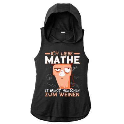 Maths jokes teacher mathematics student cat I love maths Ladies PosiCharge Tri-Blend Wicking Draft Hoodie Tank