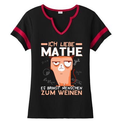 Maths jokes teacher mathematics student cat I love maths Ladies Halftime Notch Neck Tee