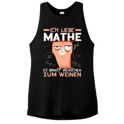 Maths jokes teacher mathematics student cat I love maths Ladies PosiCharge Tri-Blend Wicking Tank