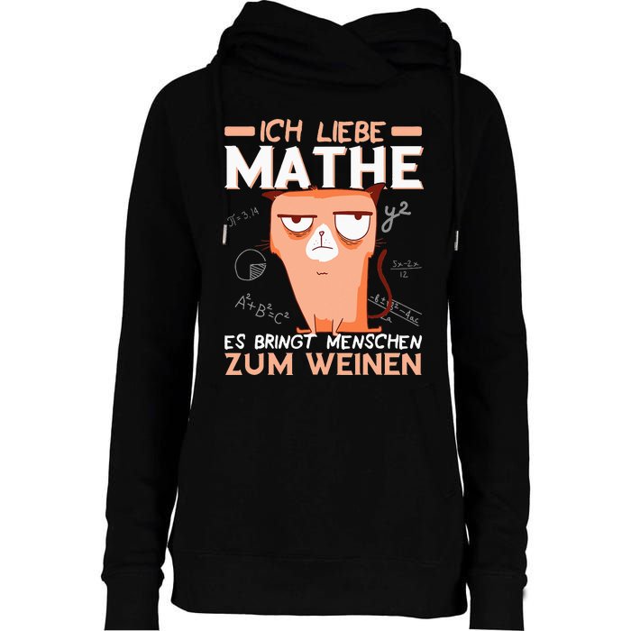 Maths jokes teacher mathematics student cat I love maths Womens Funnel Neck Pullover Hood