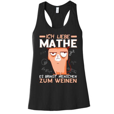 Maths jokes teacher mathematics student cat I love maths Women's Racerback Tank