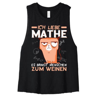 Maths jokes teacher mathematics student cat I love maths Women's Racerback Cropped Tank