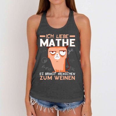 Maths jokes teacher mathematics student cat I love maths Women's Knotted Racerback Tank