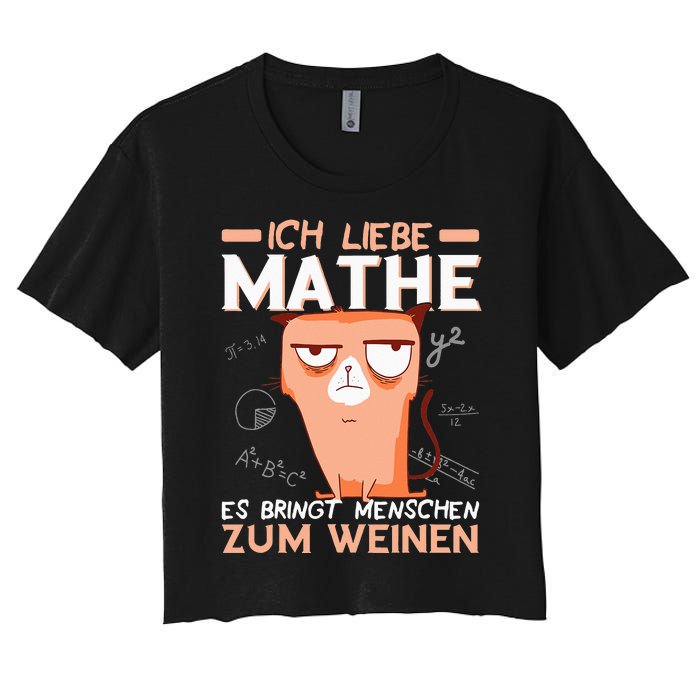 Maths jokes teacher mathematics student cat I love maths Women's Crop Top Tee