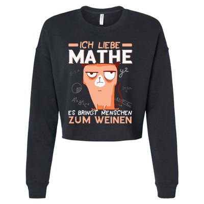 Maths jokes teacher mathematics student cat I love maths Cropped Pullover Crew