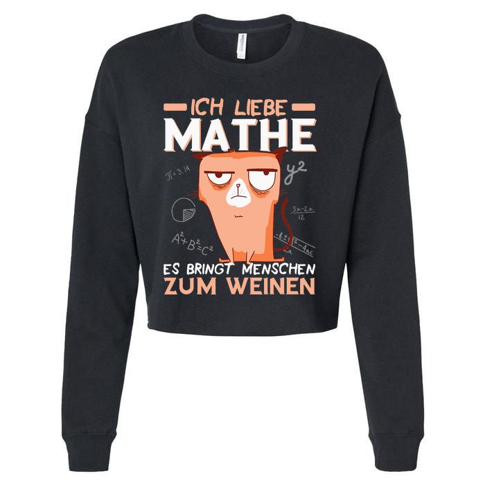 Maths jokes teacher mathematics student cat I love maths Cropped Pullover Crew