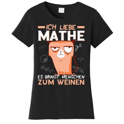 Maths jokes teacher mathematics student cat I love maths Women's T-Shirt