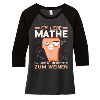 Maths jokes teacher mathematics student cat I love maths Women's Tri-Blend 3/4-Sleeve Raglan Shirt