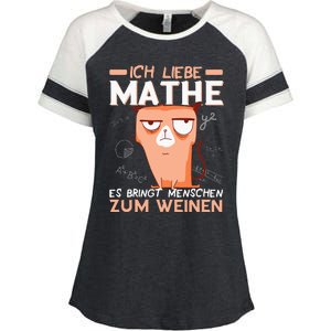 Maths jokes teacher mathematics student cat I love maths Enza Ladies Jersey Colorblock Tee