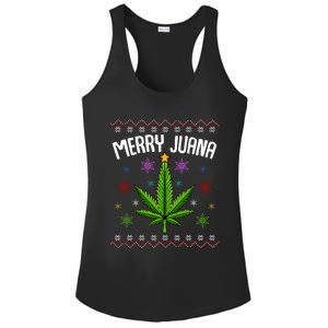 Merry Juana Ugly Christmas 420 Cannabis Marijuana Leaf Weed Ladies PosiCharge Competitor Racerback Tank