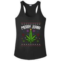 Merry Juana Ugly Christmas 420 Cannabis Marijuana Leaf Weed Ladies PosiCharge Competitor Racerback Tank